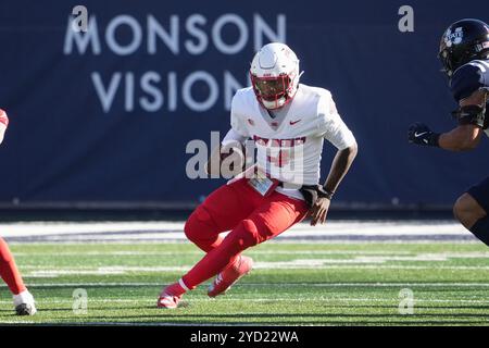 Logan UT, USA. Oktober 2024. Lobos Quarterback Devon Dampier (4) in Aktion das Spiel mit New Mexico Lobos und Utah State fand im Merlin Olson Field in Logan UT statt. David Seelig/Cal Sport Medi. Quelle: csm/Alamy Live News Stockfoto