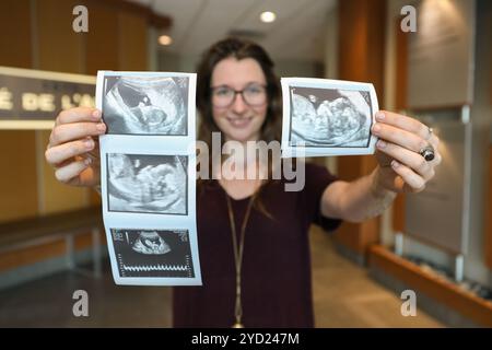 Der Echographietermin der Schwangeren. Stockfoto