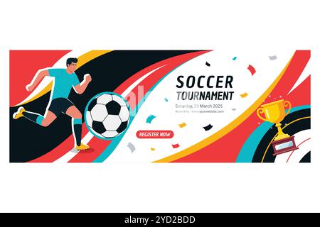 Eine Vektor-Illustration des Fußballturnier Poster Banner Stock Vektor