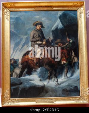 Paris, Frankreich, Nahaufnahme, französisches Historisches Gemälde, Napoleon Bonaparte, Porträt auf einem Pferd, (Quelle: Paul DELAROCHE) Kunst 19. Jahrhundert, Louvre Stockfoto