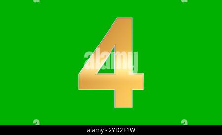 Nummer vier auf dem grünen Bildschirm Stockfoto