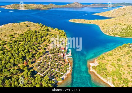 Erstaunlich Nationalpark Kornaten Archipel Luftaufnahme, Landschaft von Dalmatien, Kroatien Stockfoto