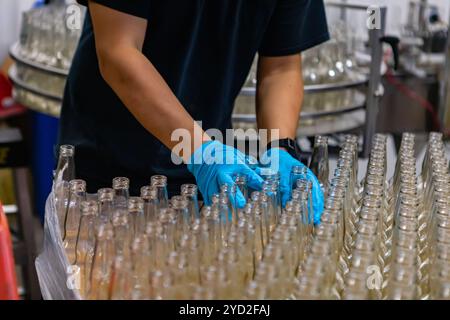 Brauerei Bier Weißglas leere Flasche Stockfoto