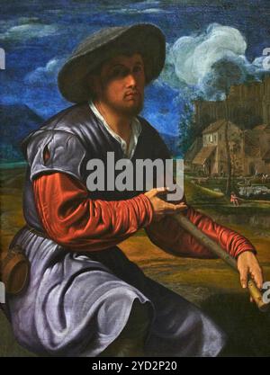 Pastore con flauto - olio su tela - Giovanni Girolamo Savoldo - 1540 - Los Angeles, The J. Paul Getty Museum Stockfoto