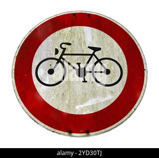 Ein schmutziges Fahrrad Schild an A Straße Stockfoto