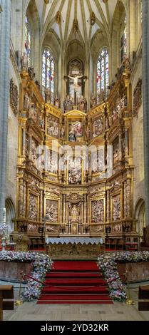 Astorga, Spanien, 12. April 2024: Blick auf das Hauptschiff der Kathedrale Santa Maria in Astorga, Europa Stockfoto