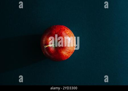 Roter Apfel, der einen Schatten vor schwarzer Umrandung bildet Stockfoto