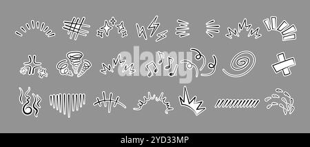 Manga oder Anime Comic Emoticon Element Grafik Effekte Hand gezeichnet Doodle Vektor Illustration Set Stock Vektor
