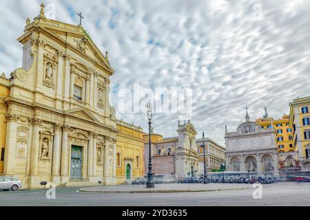 Kirche Santa Susanna in die Bäder von Diocletian (Chiesa di Santa Susanna alle Terme di Diocleziano) und Glücklich Springbrunnen. Rom. Italien. Stockfoto