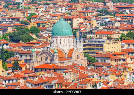 Vor der Großen Synagoge von Florenz (Sinagoga e Museo Ebraico). Synagoge im historischen Zentrum von Florenz. Es ist die größte Synagoge in Stockfoto