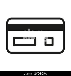 Schwarzes Kreditkartensymbol. Einfaches Vektordesign. Minimalistisches Banksymbol. Saubere Linie Art. Stock Vektor