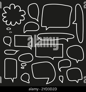Sprechblase Set. Weiße Umrisse. Handgezeichnete Chat-Blasen. Vektorleerformen. Stock Vektor