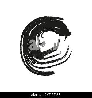 Abstrakter Kreisstrich. Handgezeichnete Spirale. Schwarzes Tintendesign. Dynamischer Pinseleffekt. Stock Vektor