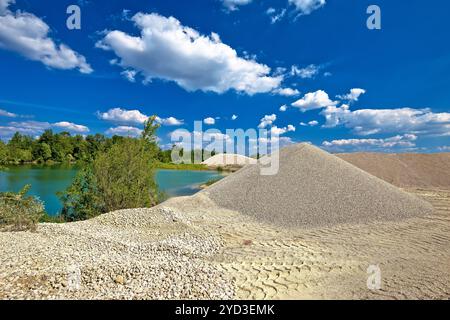 Blick auf die Schottergrabung des Flusses Drava Stockfoto