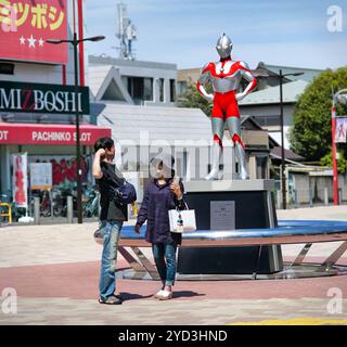 Japon, Ile de Honshu, Kanto, Soshigaya Okura, Statue du Manga Ultraman, Autor, Eiichi Shimizu//Japan, Honshu Island, Kanto, Soshigaya Okura, Manga St Stockfoto