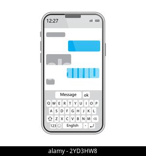 Smartphone-Nachrichtenbildschirm. Text-Chat-Schnittstelle. Symbol für Sprechblasen. Mobile Kommunikation. Stock Vektor