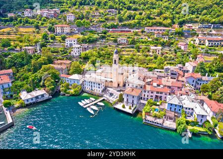 Die Stadt Laglio am Comer See aus der Vogelperspektive Stockfoto