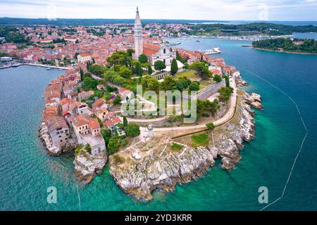 Stadt Rovinj historische Halbinsel aus der Vogelperspektive Stockfoto