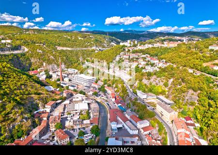 Stadt Rijeka Rjecina River Canyon und Trsat Sanctuary aus der Vogelperspektive Stockfoto