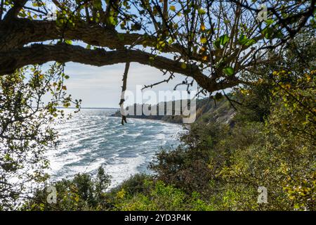 Blick auf das Fischerdorf Vitt am Kap Arkona auf Rügen an der Ostsee Stockfoto