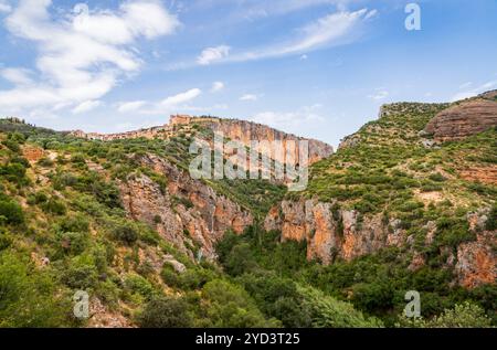 Die Gemeinde Alquézar in der Provinz Huesca in der autonomen Gemeinschaft Aragon, Spanien Stockfoto