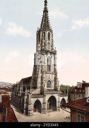 Das Basler Münster ist ein religiöses Gebäude in der Schweizer Stadt Basel, Schweiz, digital restaurierte Reproduktion eines Originals aus dem 19. Jahrhundert, Aufnahmedatum nicht angegeben, Basel Münster ist ein religiöser Bau in der Schweizer Stadt Basel, Schweiz, digital restaurierte Reproduktion eines Originals aus dem 19. Jahrhundert, Rekorddatum nicht angegeben Stockfoto