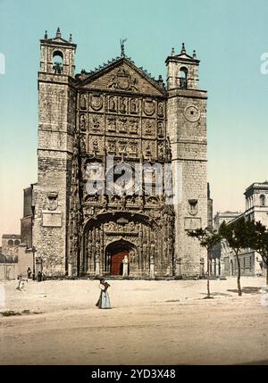 Die Iglesia conventual de San Pablo oder San Pablo de Valladolid ist eine Kirche und ein ehemaliges Kloster im isabellinischen Stil in der Stadt Valladolid in Kastilien und León, Spanien. Digitale Reproduktion eines Originals aus dem 19. Das Iglesia conventual de San Pablo oder San Pablo de Valladolid ist eine Kirche und ein ehemaliges Kloster im isabellinischen Stil, in der Stadt Valladolid in Kastilien und León, Spanien, digital restaurierte Reproduktion eines Originals aus dem 19. Jahrhundert, Rekorddatum nicht angegeben Stockfoto