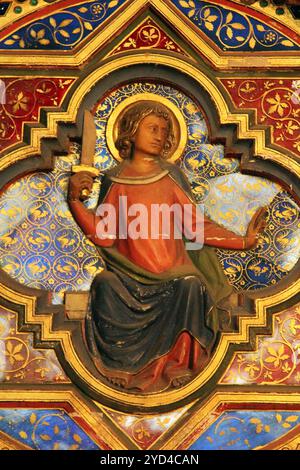 Ikone an der Wand der unteren Ebene der königlichen palatin-Kapelle, Sainte-Chapelle, Paris Stockfoto