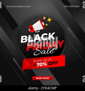 Kreative schwarze Vorlage für Rabatte am freitag in sozialen Medien Stock Vektor