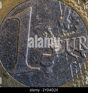 Makroaufnahme einer 1-Euro-Münze Stockfoto