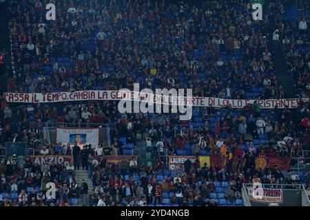 Roma, Italien. Oktober 2024. Banner während der UEFA Europa League Einzelgruppe zwischen Roma und Dinamo Kiev im Olympiastadion in Rom, Italien - Donnerstag, 24. Oktober 2024 - Sport Soccer (Foto: Alfredo Falcone/LaPresse) Credit: LaPresse/Alamy Live News Stockfoto