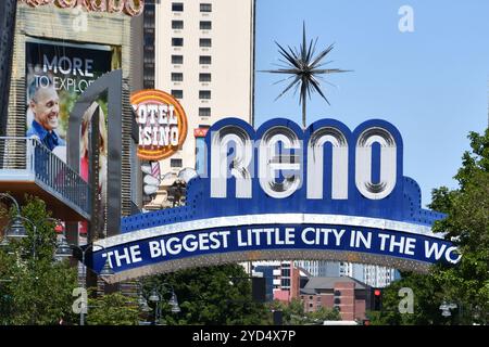 Reno (die größte kleine Stadt der Welt) Melden Sie sich in Nevada an Stockfoto