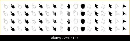 Cursor- Und Pfeilsymbol In Linienart Gesetzt. Cursorpfeilsymbole. Vektorabbildung. Bearbeitbare Kontur. Stock Vektor