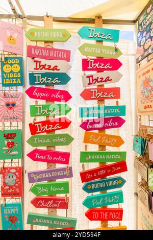 Las Dalias Hippiemarkt, Sant Carles de Peralta, Ibiza, Balearen, Spanien Stockfoto