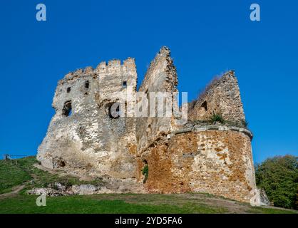 Ruinen der Burg Čičva (Čičava), 13. Jahrhundert, in der Nähe von Vranov nad Topľou, Region Prešov, Slowakei Stockfoto