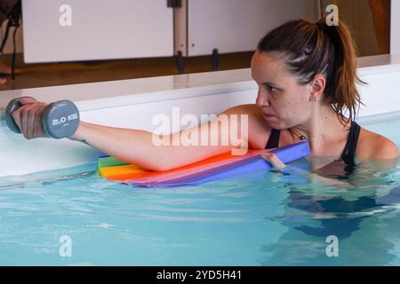 Physiotherapiezentrum, spezialisiert auf Schulterpathologie vor oder nach der Operation. Stockfoto