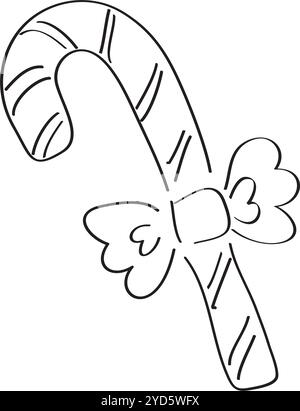 lutscher Stock mit Bogen handgezeichnet mit Pinsel in schwarz auf weißem Hintergrund Stock Vektor