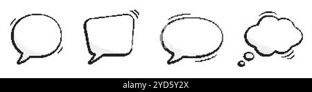 Symbol für Sprechblasen im Retro-Stil in Pixel Art Symbole Für Gepixelte Dialogblasen. Altes Nostalgisches Design. Abbildung Des Isolierten Vektors Stock Vektor