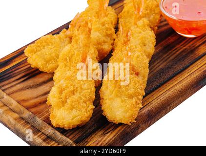 Gebratene Garnelen Tempura mit süßer Chili-Sauce Stockfoto