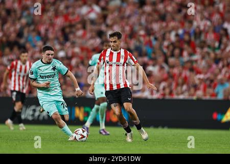 Bilbao, Spanien. Oktober 2024. Benat Prados (Bilbao) Fußball/Fußball : Ligaperiode 3 Spieltag zwischen Athletic Club de Bilbao 1-0 SK Slavia Praha im Estadio de San Mames in Bilbao, Spanien . Quelle: Mutsu Kawamori/AFLO/Alamy Live News Stockfoto