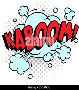 Leuchtend rote Comic-Explosion explodiert mit Rauchwolken und Rasterpunkten, die auf weißem Hintergrund eine dynamische Wirkung erzeugen Stock Vektor