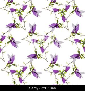 Nahtloses Muster mit wunderschönen Blumen in Lila, Violett und Lavendel. Stock Vektor