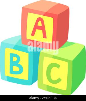 Gestapelte Spielzeugblöcke mit den Buchstaben a, b und c schaffen ein lehrreiches und verspieltes Bild, das sich perfekt für Lernmaterialien für Kinder eignet Stock Vektor