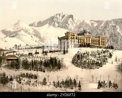Rochers de Naye und Hotel de Caux, im Winter, Genfer See, Schweiz , historische digital restaurierte Reproduktion eines Originals aus dem 19. Jahrhundert, Datum der Aufzeichnung nicht angegeben Stockfoto