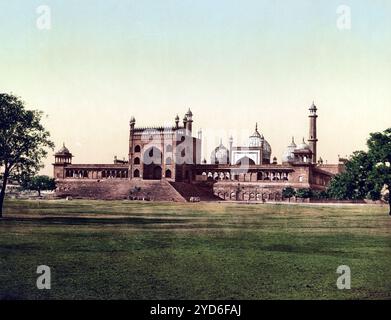 Jumma Musjid Gateway in Delhi, Indien, historisch, digital restaurierte Reproduktion eines Originals aus dem 19. Jahrhundert, Rekorddatum nicht angegeben Stockfoto