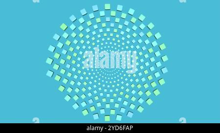 Abstrakte, grün-blaue Würfel in Spiralmuster angeordnet Stockfoto
