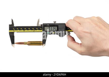 Gewehrkugelschale Messung digitaler Messschiebermessungen man's Handheld Tool Stockfoto