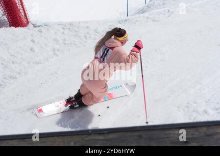 Monoski als Sport im Winter Stockfoto