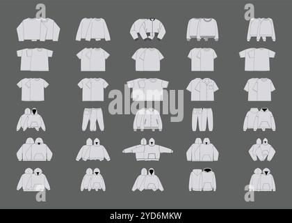 Streetwear Mockups und Fashion Vector Bundle Pack - Fashion Design Tech Pack Template - Procreate Mockup und Fashion Vector Flats Stock Vektor