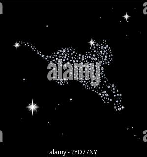 Weihnachtlicher Hintergrund mit einem Tiger und kostbaren Diamanten und Sternen auf schwarzem Hintergrund. Chinesisches Jahr des Tigers. Stock Vektor